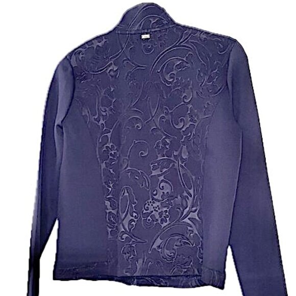 Escada Sport Vintage Zip Sweat Top Jacket Jacquard Plackett Navy Blue Womens S - Picture 3 of 12